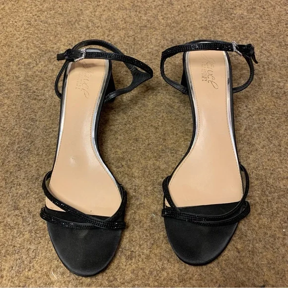 Jewel Badgley Mischka Omari Il Buckle-Detail Satin Block Heels Size 9 - Picture 5 of 13